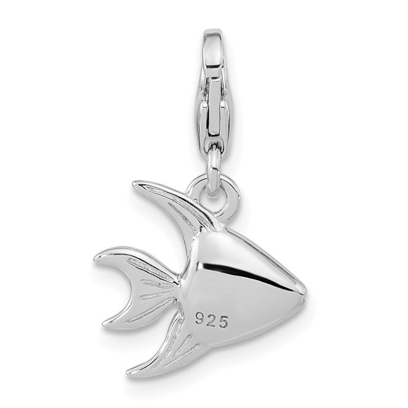 Sterling Silver Polished 3-D Enameled Angel Fish Bracelet Charm Lobster Clasp - Picture 4 of 5